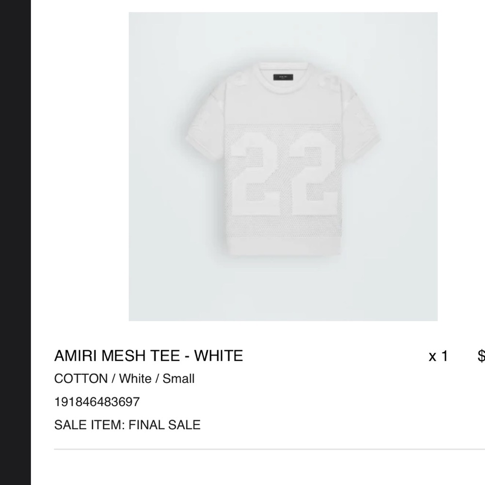 AMIRI White Jersey Shirt Classic Crew Neck
